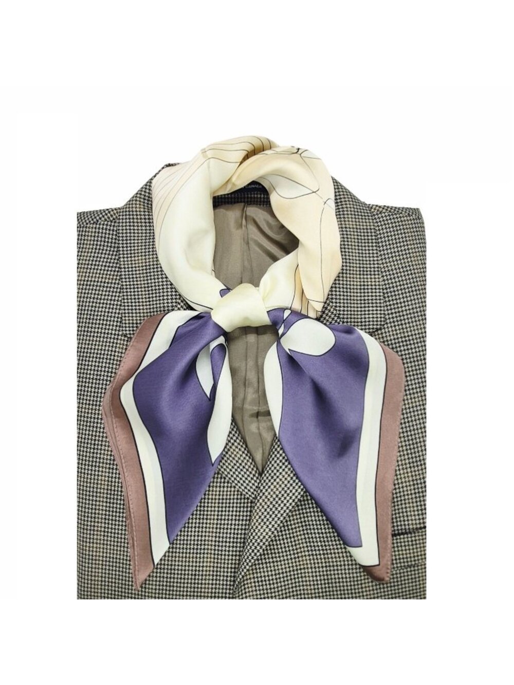 ✨Elegant Silky Square Scarf Floral Line Art White Purple Shawl Headband Bandana✨